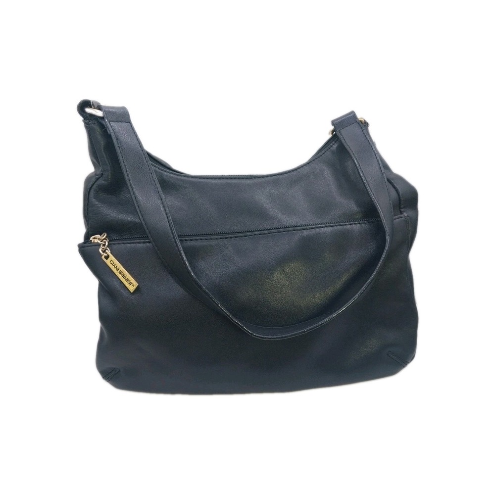 GIANI BERNINI Nappa Black Leather Hobo Shoulder Bag Slouch Purse Boho Y2k READ